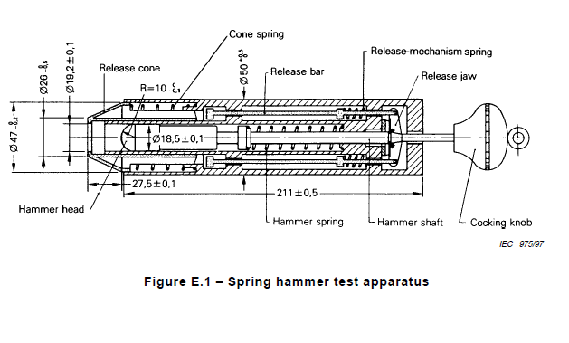 IEC60068-2-75 0.14J to 1.0J Spring Operated Impact Hammer